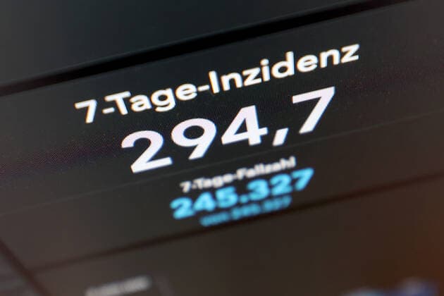 RKI dashboard, 7 day incidence is now 294.7 7 day incidence, RKI dashboard on a monitor on 23 09 2022 in Siegen Germany.
