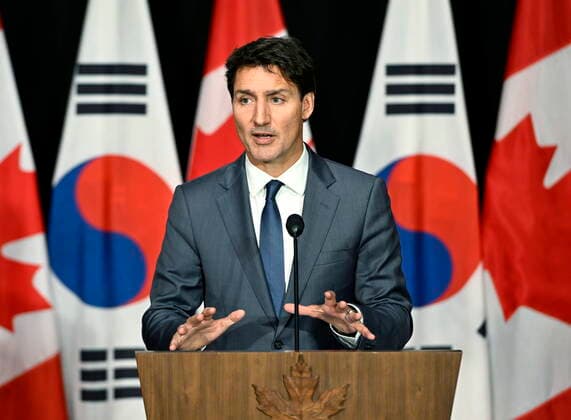 September 23, 2022, Ottawa, ON, CAN: Prime Minister of Canada Justin Trudeau participates in a joint news conference during a visit of President of Korea Yoon Suk Yeol, not shown, in Ottawa, Friday, Sept. 23, 2022. Ottawa CAN  - ZUMAc35_ 20220923_zaf_c35_107 Copyright: xJustinxTangx