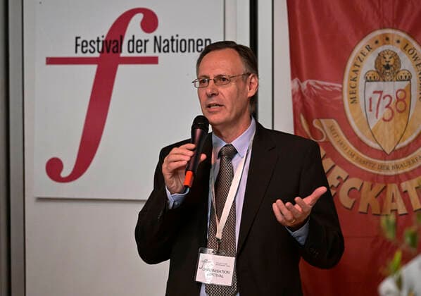 24 09 2022, International Classical Festival Festival of Nations 2022 at the Kurhaus Bad Wörishofen in Unterallgäu, Werner Roch artistic director and concert organizer gives the opening speech 24 09 2022, Classical Festival Bad Wörishofen 24 09 2022, Classical Festival Bad Wörishofen