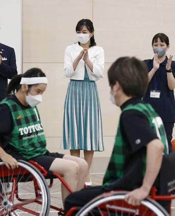 Princess Kako in Tottori Japanese Princess Kako (C) watches a wheelchair basketball game at a sports facility for the disabled in the western Japan city of Tottori on Sept. 24, 2022.  A14AA0001339553P