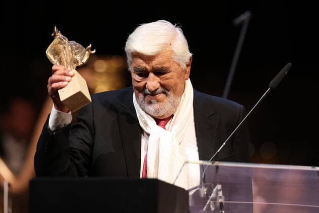 European Culture Award 2022 laureate Mario Adorf during his acceptance speech European Culture Award ceremony on 24 09 2022 at the Tonhalle Zurich Canton Zurich, Switzerland
