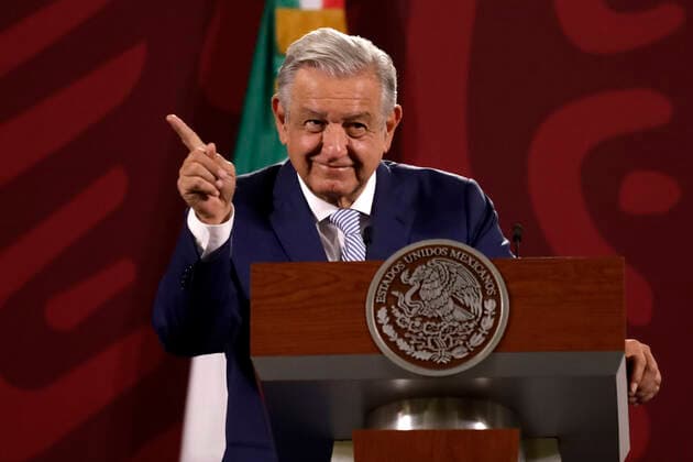 September 26, 2022, Mexico City, Mexico: Mexican President Andres Manuel Lopez Obrador during the daily morning press conference at the National Palace in Mexico City. on September 26, 2022 in Mexico City, Mexico. Mexico City Mexico - ZUMAe321 20220926_zia_e321_007 Copyright: xLuisxBarronxEyepixxGroupx