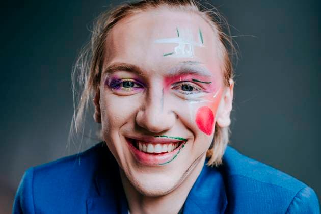 Smiling young man with make-up on face model released, Symbolfoto property released, YTF00022