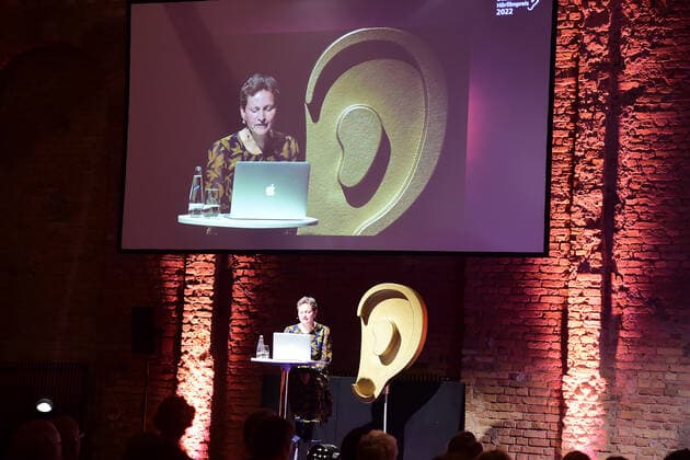 Award ceremony of the 20 German Hearing Film Award Speaker in the auditorium for the sea disabled Award ceremony of the 20 German Hearing Film Award 2022 in cen BOLLE Festsäle am Spree Bogeni n Berlin on 27 09 2022. Photopress Mueller Photopress Mueller