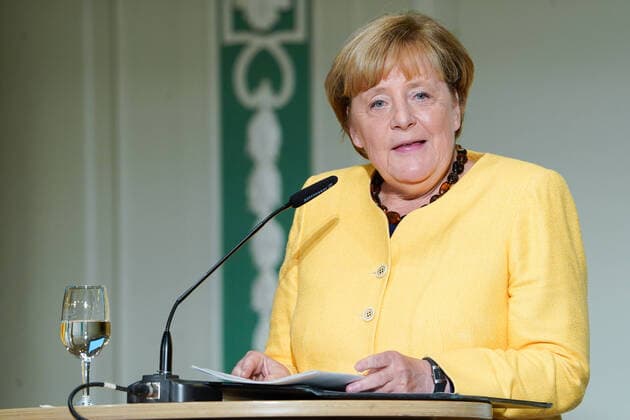 Opening event of the Chancellor Helmut Kohl Foundation Current, 27 09 2022, Berlin, Dr Angela Merkel, Chancellor a D during her speech at the opening event of the Chancellor Helmut Kohl Foundation in the Franzoesische Friedrichstadtkirche in Berlin Mitte Berlin Berlin Germany