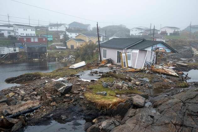 September 27, 2022, Burnt Island, NFLD, Canada: Destroyed houses and rubble following hurricane Fiona in Burnt Island, Newfoundland and Labrador on Tuesday September 27, 2022. Fiona left a trail of destruction across much of Atlantic Canada, stretching from Nova Scotia s eastern mainland to Cape Breton, Prince Edward Island and southwestern Newfoundland. Burnt Island Canada  - ZUMAc35_ 20220927_zaf_c35_064 Copyright: xFrankxGunnx