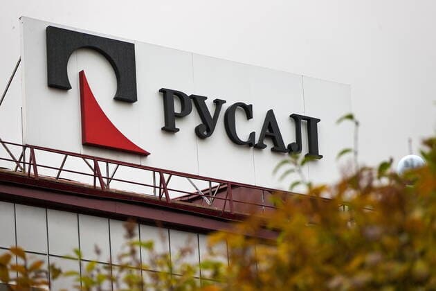 SHELEKHOV, IRKUTSK REGION, RUSSIA â€“ SEPTEMBER 27, 2022: Rusal logo at the Irkutsk Aluminum Smelter (IrkAZ) operated by Rusal of the En+ Groupâ€™s Metals segment. The plant was commissioned in 1962. By 2022, the volume of aluminum production reached 422 thousand tonnes per year; it uses electricity generated at the Irkutsk Hydroelectric Power Station. Vladimir Smirnov TASS  TS144364