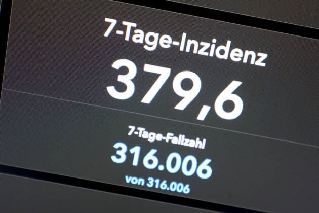 RKI dashboard, 7 day incidence is now 379.6 7 day incidence, RKI dashboard on a monitor on 28 09 2022 in Siegen Germany.