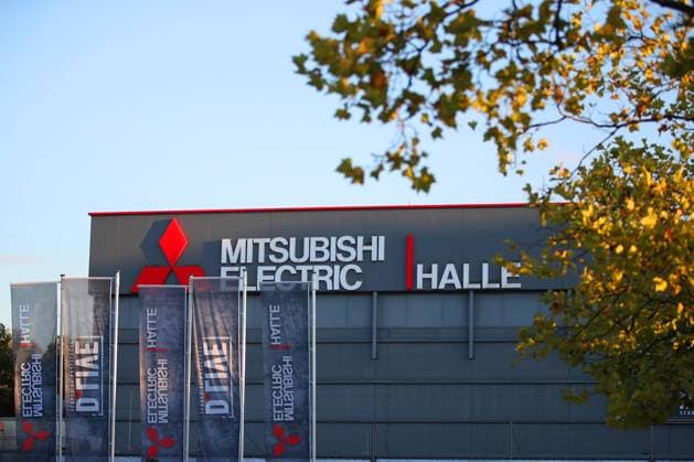29 09 2022, Düsseldorf , exterior view event location concert hall Mitsubishi Electric Halle symbolfoto at blue hour NRW Germany