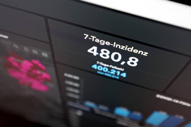 RKI dashboard, 7 day incidence is now 480.8 7 day incidence, RKI dashboard on a monitor on 02 10 2022 in Siegen Germany.