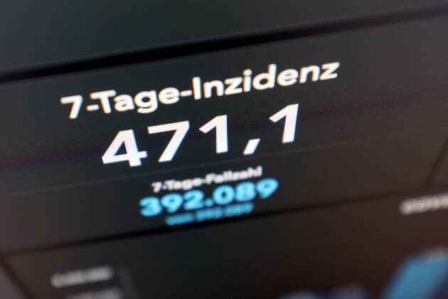 RKI dashboard, 7 day incidence is now 471.1 7 day incidence, RKI dashboard on a monitor on 03 10 2022 in Siegen Germany.