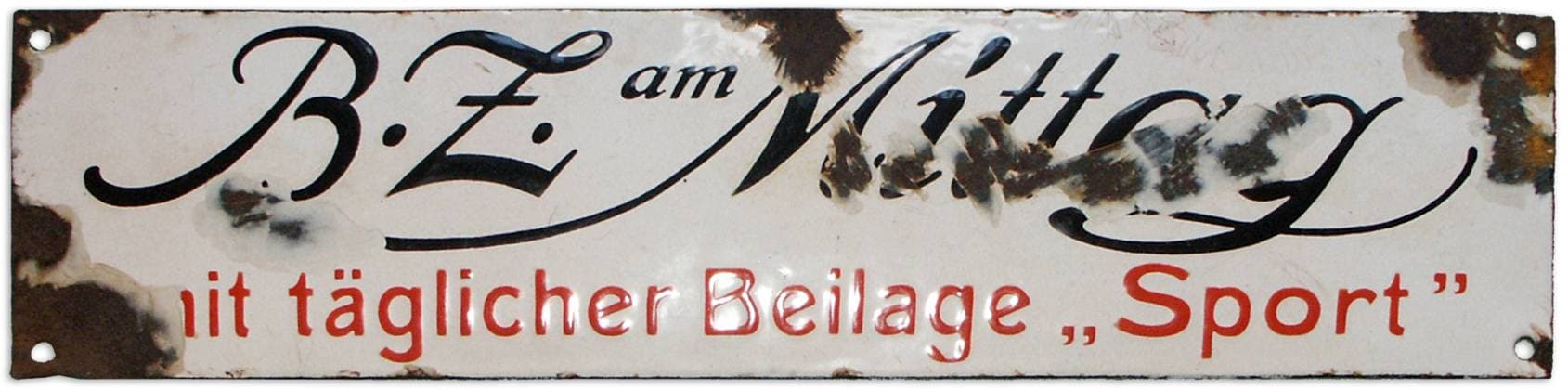RECORD DATE NOT STATED B.Z. am Mittag Emailleschild B.Z. am Mittag *** B Z at noon enamel sign B Z at noon Copyright: xRayxvanxZeschaux