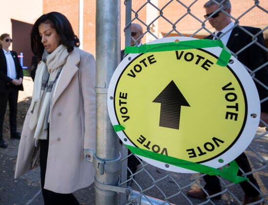October 3, 2022, Montreal, PQ, Canada: Quebec Liberal leader Dominique Anglade leaves the polling station after casting her ballot in the provincial election, Monday, Oct 3, 2022 in Montreal. Montreal Canada  - ZUMAc35_ 20221003_zaf_c35_026 Copyright: xRyanxRemiorzx