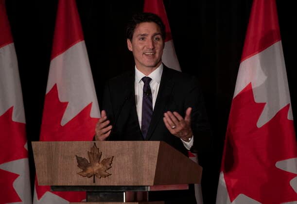 October 3, 2022, Ottawa, ON, Canada: Prime Minister Justin Trudeau speaks during during the Prime Ministers Awards ceremony on Monday, October 3, 2022 in Ottawa. Ottawa Canada  - ZUMAc35_ 20221003_zaf_c35_087 Copyright: xAdrianxWyldx