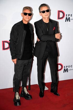 Martin Gore und Dave Gahan bei der Pressekonferenz mit Depeche Mode im Berliner Ensemble. Berlin, 04.10.2022 *** Martin Gore and Dave Gahan at the press conference with Depeche Mode at the Berliner Ensemble Berlin, 04 10 2022 Foto:xT.xBartillax xFuturexImage