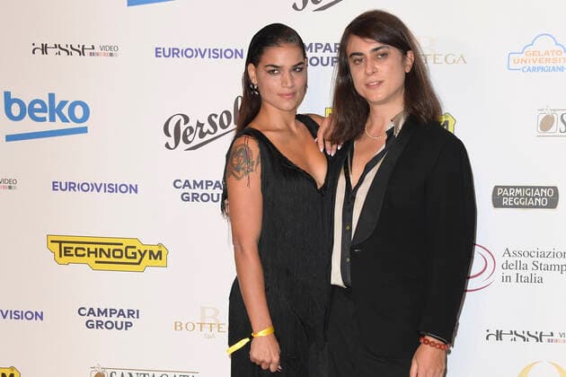 October 4, 2022, Rome, Italy: Lina Siciliano (left) and Francesco Costabile (right) attend at the red carpet of the Globo d oro award 2022 at the Auditorium Parco Della Musica. Rome Italy - ZUMAs197 20221004_zaa_s197_443 Copyright: xCartellixMariox