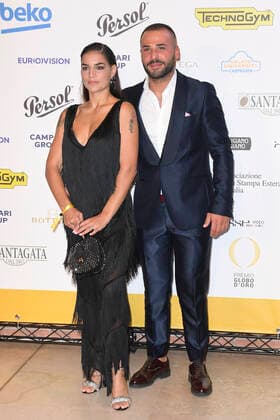 October 4, 2022, Rome, Italy: Lina Siciliano (left) and Fabio Piccolella (right) attend at the red carpet of the Globo d oro award 2022 at the Auditorium Parco Della Musica. Rome Italy - ZUMAs197 20221004_zaa_s197_455 Copyright: xCartellixMariox