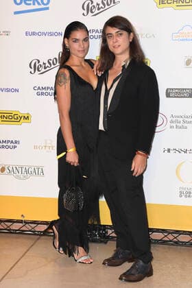 October 4, 2022, Rome, Italy: Lina Siciliano (left) and Francesco Costabile (right) attend at the red carpet of the Globo d oro award 2022 at the Auditorium Parco Della Musica. Rome Italy - ZUMAs197 20221004_zaa_s197_457 Copyright: xCartellixMariox