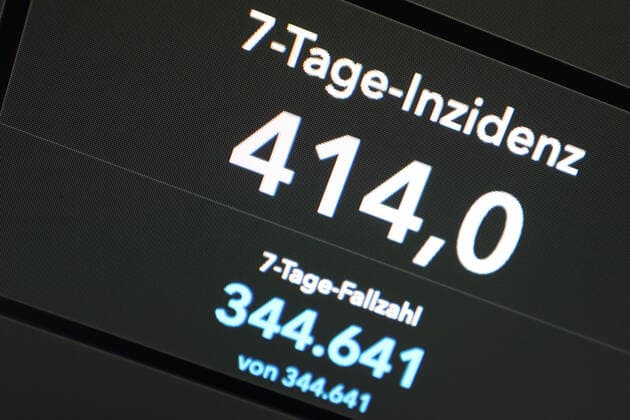 RKI dashboard, 7 day incidence is now 414.0 7 day incidence, RKI dashboard on a monitor on 05 10 2022 in Siegen Germany.