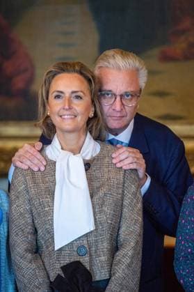 Prince Laurent and Princess Claire of Belgium are seen at the award ceremony of the Prix Terre d Avenir Prijs Focus Aarde science awards, in Brussels, Wednesday 05 October 2022. The award is an initiative of the Queen Paola Foundation in collaboration with the Dirk Frimout Foundation and rewards the best integrated tests and cross-curricular group projects (Extraordinary secondary education and Center for part-time education) about the earth, space or the relationship between people and soil.  JONASxROOSENS 46343902
