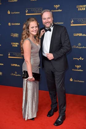 Stephan Grossmann with wife Lidija Grossmann at the GOLDENE HENNE 2022 in the Media City in Leipzig on 07 01 2022 red carpet