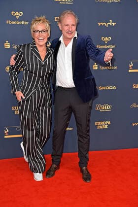 Inka Bause, Leander Haussmann at the GOLDENE HENNE 2022 in the Media City in Leipzig on 07 01 2022 red carpet