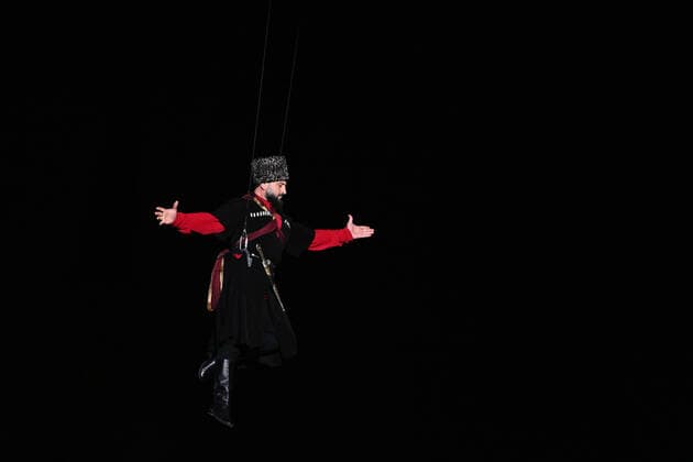 Russia Putin Anniversary Celebration 8291742 07.10.2022 An artist performs at a concert in honor of the 70th anniversary of Russian President Vladimir Putin in Grozny, Chechen Republic, Russia. Vladimir Astapkovich Sputnik Grozny Russia  Copyright: xVladimirxAstapkovichx