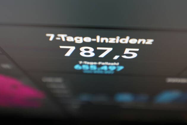 RKI dashboard, 7 day incidence is now 787.5 7 day incidence, RKI dashboard on a monitor on 11 10 2022 in Siegen Germany.