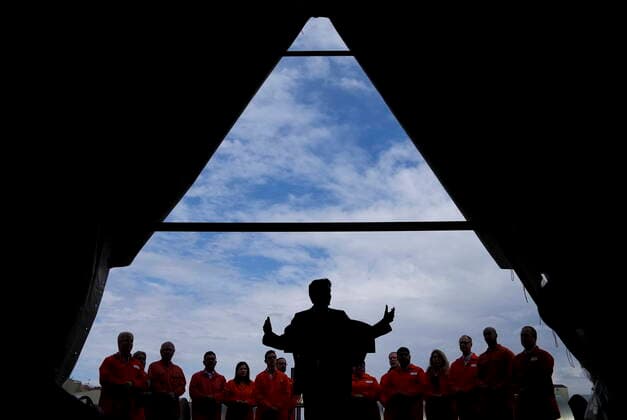October 13, 2022, HAMILTON, ON, CANADA: Canadian Prime Minister Justin Trudeau speaks to employees after touring the ArcelorMittal Dofasco steel hot mill as the facility recently upgraded its manufacturing operations in Hamilton, Ont., Thursday, Oct. 13, 2022. HAMILTON CANADA  - ZUMAc35_ 20221013_zaf_c35_048 Copyright: xNathanxDenettex