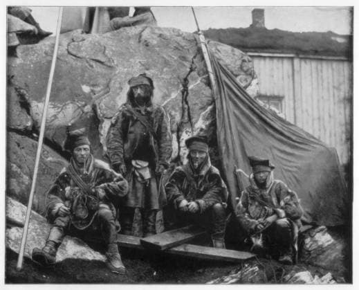 RECORD DATE NOT STATED Group of Lapps, Norway, late 19th century. Indigenous people of northern Scandinavia. Photograph from Portfolio of Photographs, of Famous Scenes, Cities and Paintings by John L Stoddard, published by the Werner Company, (Chicago, c1899). Group of Lapps, Norway, late 19th century. Artist: John L Stoddard 