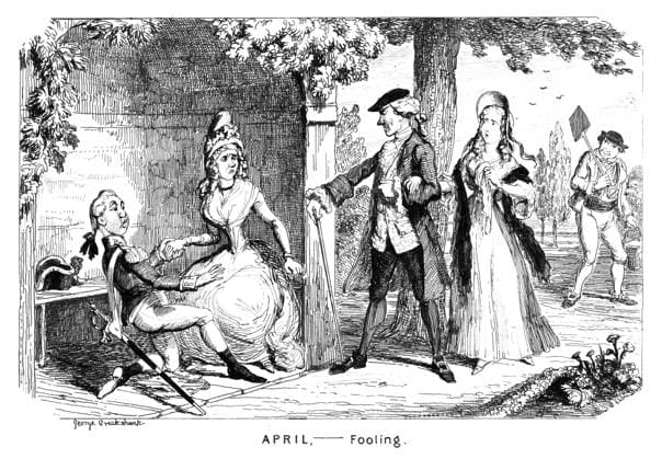 RECORD DATE NOT STATED April - Fooling , c1839. Illustration from Stubbs s Calendar; or, The Fatal Boots by William Makepeace Thackeray, (1839). April - Fooling , c1839.Artist: George Cruikshank 