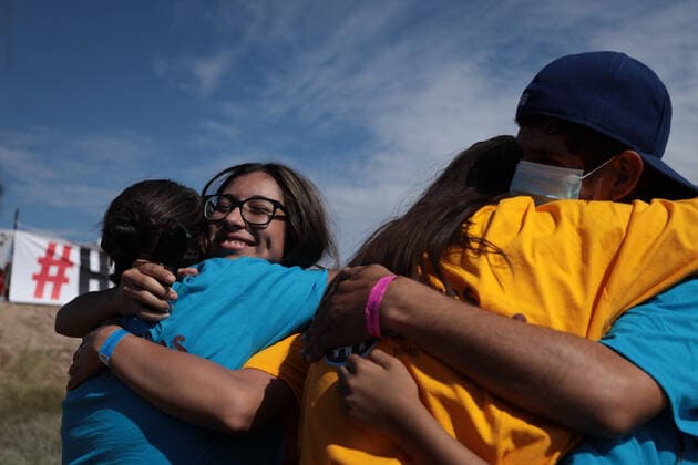 October 15, 2022, juarez, chihuahua, mexico: 289 families gathered at the border between Mexico and the United States, hugs not walls, an event organized by the border network for human rights, (BNHR) managed to reunite 289 families separated by immigration policies, so that they could hug each other in the middle of the Rio Bravo border natural border between Mexico and the United States juarez mexico - ZUMAp241 20221015_zip_p241_005 Copyright: xDavidxPeinadox