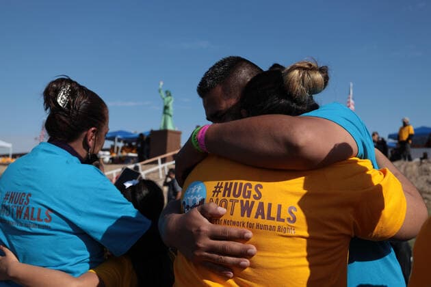 October 15, 2022, juarez, chihuahua, mexico: 289 families gathered at the border between Mexico and the United States, hugs not walls, an event organized by the border network for human rights, (BNHR) managed to reunite 289 families separated by immigration policies, so that they could hug each other in the middle of the Rio Bravo border natural border between Mexico and the United States juarez mexico - ZUMAp241 20221015_zip_p241_028 Copyright: xDavidxPeinadox