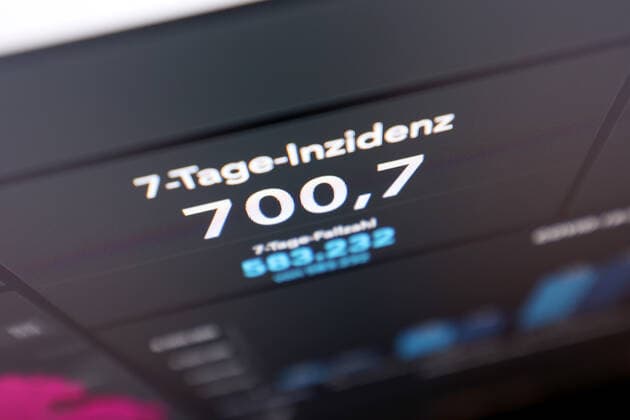 RKI dashboard, 7 day incidence is now 700.7 7 day incidence, RKI dashboard on a monitor on 16 10 2022 in Siegen Germany.