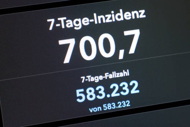 RKI dashboard, 7 day incidence is now 700.7 7 day incidence, RKI dashboard on a monitor on 16 10 2022 in Siegen Germany.