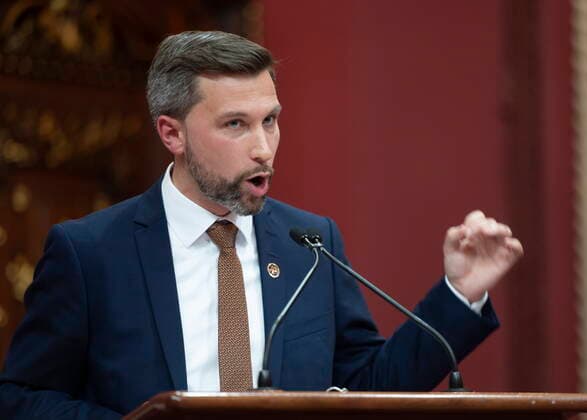 October 19, 2022, QUEBEC, PQ, Canada: Quebec Solidaire Leader Gabriel Nadeau-Dubois speaks, Wednesday, October 19, 2022 during a ceremony where he swore allegiance to the people of Quebec but refused to swear allegiance to King Charles III, at the Quebec legislature. Members of Quebec Solidaire will not be able to sit at the legislature until a decision from the government is rendered. THE CANADIAN PRESS QUEBEC Canada  - ZUMAc35_ 20221019_zaf_c35_072 Copyright: xJacquesxBoissinotx