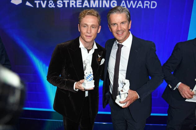 Matthias Schweighöfer, Markus Lanz at the Blue Panther TV Streaming Award ceremony at BMW Welt in Munich on 19 10 2022