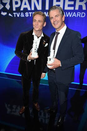 Matthias Schweighöfer, Markus Lanz at the Blue Panther TV Streaming Award ceremony at BMW Welt in Munich on 19 10 2022