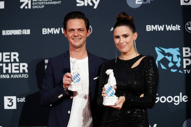 Blue Panther TV Streaming Award ceremony in Munich Award winners Salwa Houmsi and Jo Schück at the Blue Panther Bavarian Television Award ceremony at BMW Welt in Munich. Copyright: xEventpressxGolejewskix