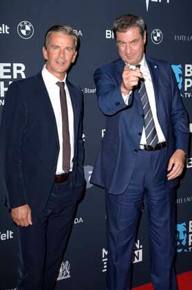 Markus Lanz and Markus Söder at the presentation of the Blue Panther TV Streaming Award 2022 at BMW Welt Munich, 19 10 2022 Foto:xF.xKernx xFuturexImage