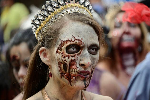 15th Annual Zombie Walk in Mexico October 22, Mexico City, Mexico: A participant walks during the 15th anniversary march of the annual Zombie Walk at Revolution Monumento. on October 22, 2022 in Mexico City, Mexico. (Photo by Carlos Tischler Eyepix Group) Copyright: xCarlosxTischler EyepixxGroupx CT_22102022_79435