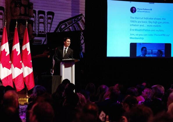 October 22, 2022, Gatineau, PQ, Canada: Prime Minister Justin Trudeau speaks at the Parliamentary Press Gallery Dinner at the Museum of History in Gatineau, Que., on Saturday, Oct. 22, 2022. Gatineau Canada  - ZUMAc35_ 20221022_zaf_c35_064 Copyright: xSpencerxColbyx