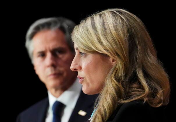 October 27, 2022, Ottawa, ON, CAN: Minister of Foreign Affairs Melanie Joly speaks during a joint press conference with US Secretary of State Antony Blinken in Ottawa, on Thursday, Oct. 27, 2022. Ottawa CAN  - ZUMAc35_ 20221027_zaf_c35_054 Copyright: xSeanxKilpatrickx
