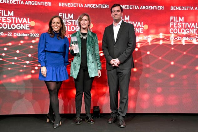 Eva Katharina Lindenau, Benedetta Argentieri and Jean Christoph Caron at the Film Festival Cologne Awards ceremony at the 32 Film Festival Cologne 2022 at E Werk Köln, 27 10 2022. Foto:xC.xAdolphxx xFuturexImage