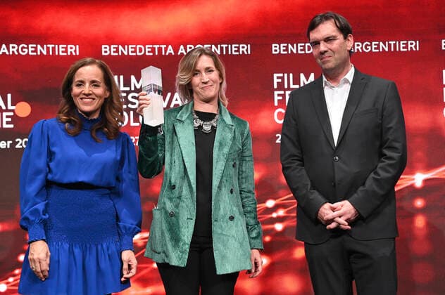 Eva Katharina Lindenau, Benedetta Argentieri and Jean Christoph Caron at the Film Festival Cologne Awards ceremony at the 32 Film Festival Cologne 2022 at E Werk Köln, 27 10 2022. Foto:xC.xAdolphxx xFuturexImage