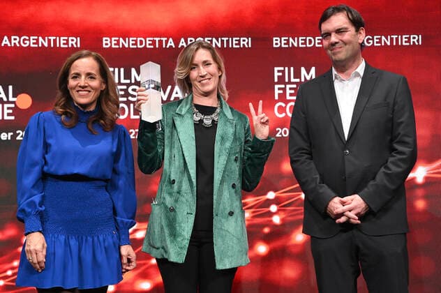 Eva Katharina Lindenau, Benedetta Argentieri and Jean Christoph Caron at the Film Festival Cologne Awards ceremony at the 32 Film Festival Cologne 2022 at E Werk Köln, 27 10 2022. Foto:xC.xAdolphxx xFuturexImage