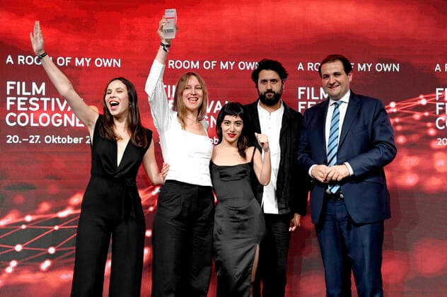 Taki Mumladze, Eva Blondia, Mariam Khundadze, Elmar Imanov and Nathanael Liminski at the Film Festival Cologne Awards ceremony at 32 Film Festival Cologne 2022 at E Werk Köln, 27 10 2022. Foto:xC.xAdolphxx xFuturexImage