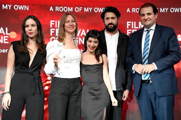 Taki Mumladze, Eva Blondia, Mariam Khundadze, Elmar Imanov and Nathanael Liminski at the Film Festival Cologne Awards ceremony at 32 Film Festival Cologne 2022 at E Werk Köln, 27 10 2022. Foto:xC.xAdolphxx xFuturexImage