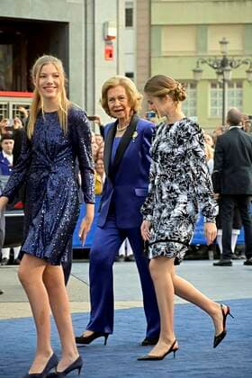 Spanish King Felipe VI and Queen Letizia with daughters Princess of Asturias Leonor de Borbon and Sofia de Borbon and Queen Sofia during the Princess of Asturias Awards 2022 in Oviedo, on Friday 29 October 2022 Cordon Press