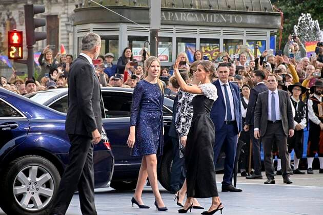 Spanish King Felipe VI and Queen Letizia with daughters Princess of Asturias Leonor de Borbon and Sofia de Borbon and Queen Sofia during the Princess of Asturias Awards 2022 in Oviedo, on Friday 29 October 2022 Cordon Press